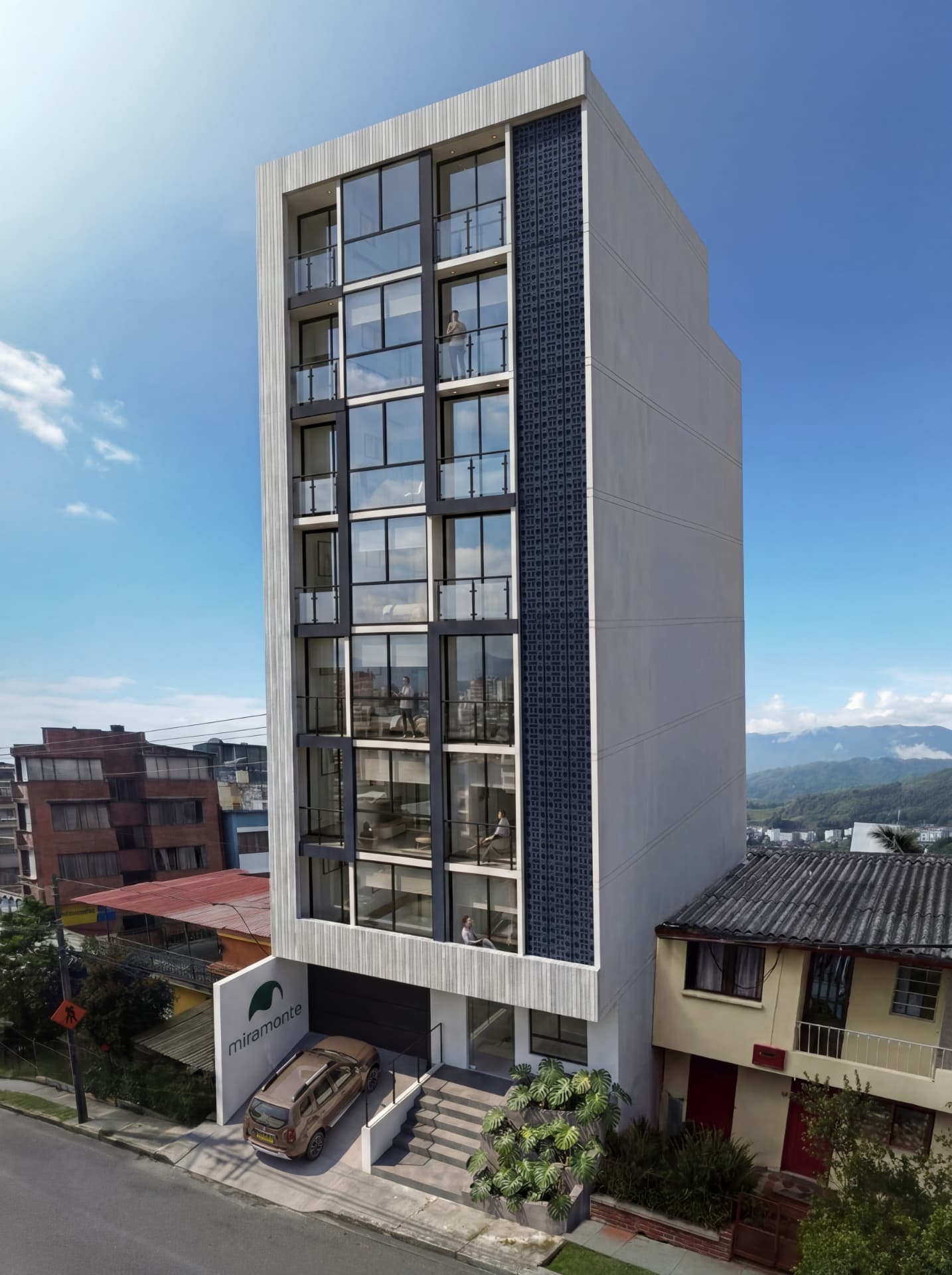 Render de la fachada del proyecto Miramonte